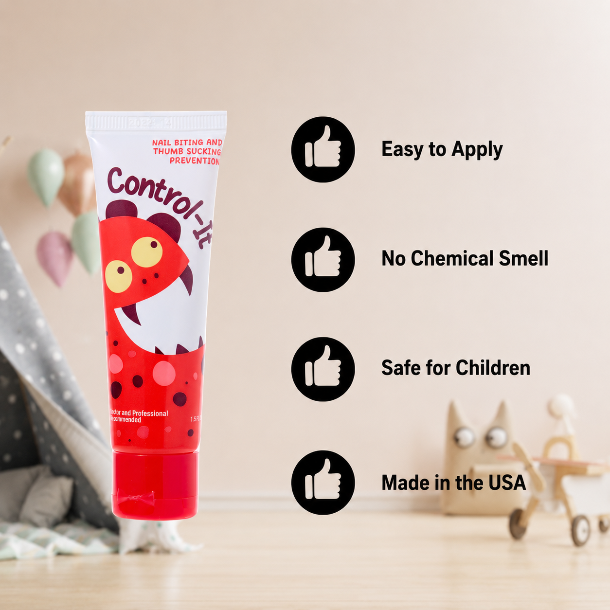 Control-It Cream - Stops Thumb Sucking and Nail Biting - Vegan - Made in the USA - Recommended for Ages 3 and Older - 4 to 6 Weeks of Use (Copy)